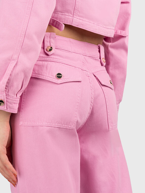 Denim cargo pants in pink - 3