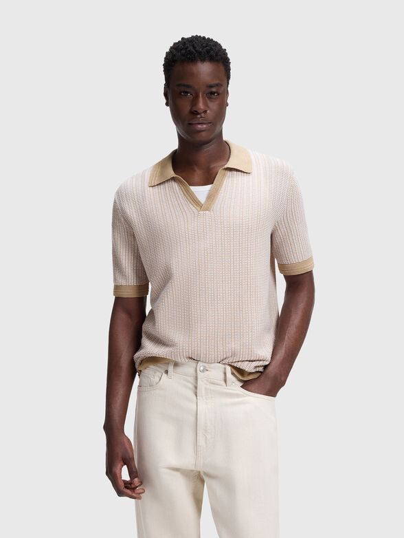 Short-sleeved cotton and linen sweater - 1