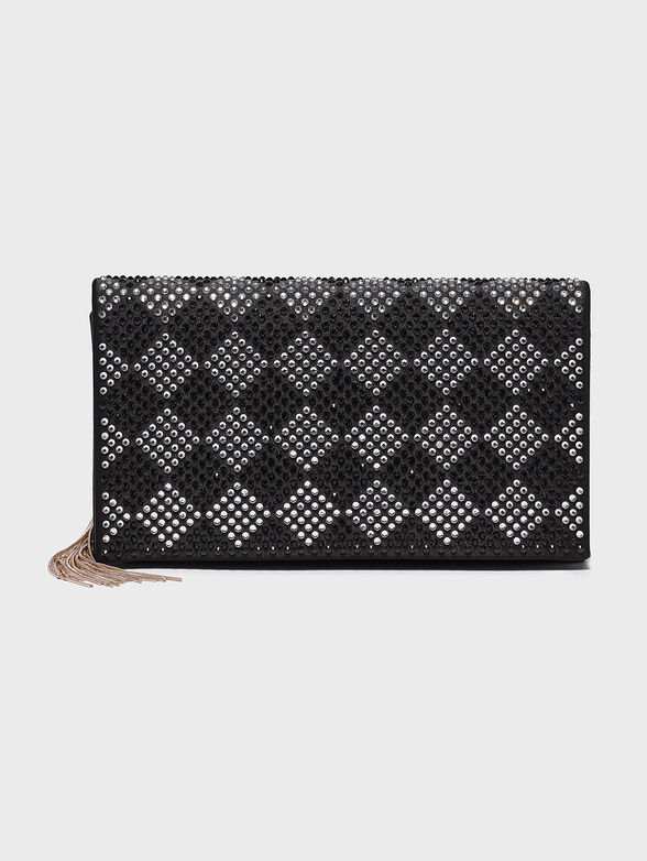 Black clutch bag with crystal applications - 1