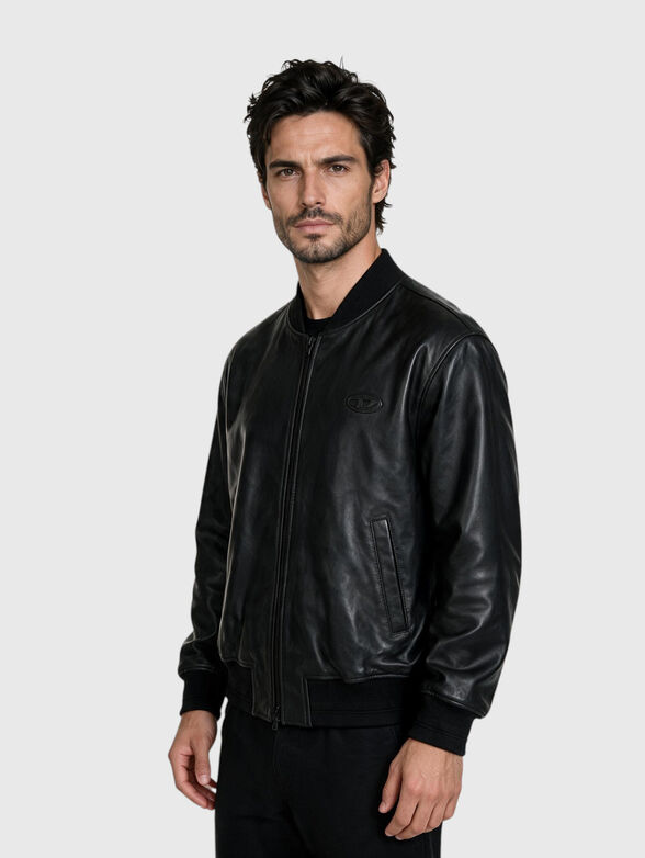 Leather jacket with logo detail - 1