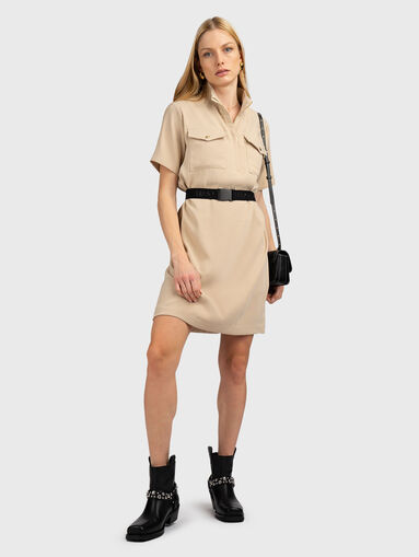 Mini dress with pockets and belt - 5