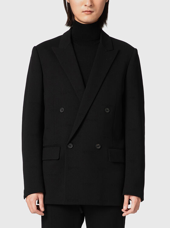Черно сако с лого принт - 1