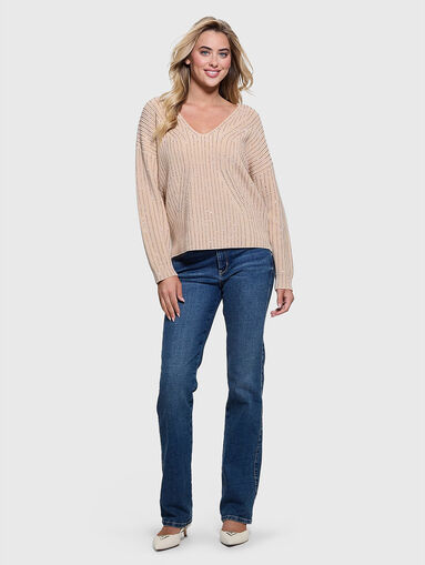 V-neck sweater with rhinestones - 5