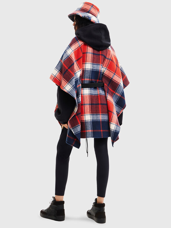Poncho with zip and tartan pattern - 2