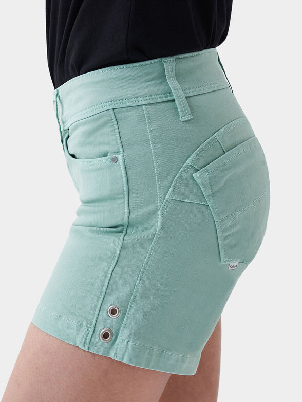 Denim shorts in mint color - 4