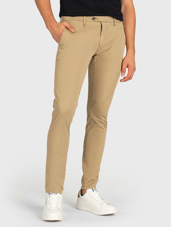 Beige slim trousers - 1