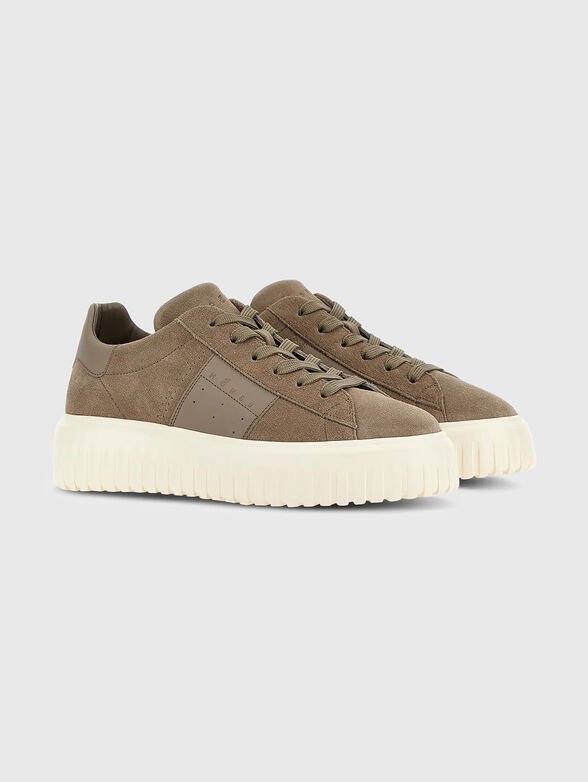 Suede sneakers with a logo - 2