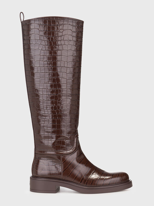 CELIA RIDING boots with croco texture - 0