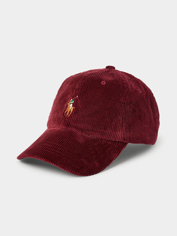 Cap with visor made of velved denim fabric - 1