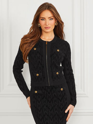 HERMIONE viscose blend monogram cardigan - 5