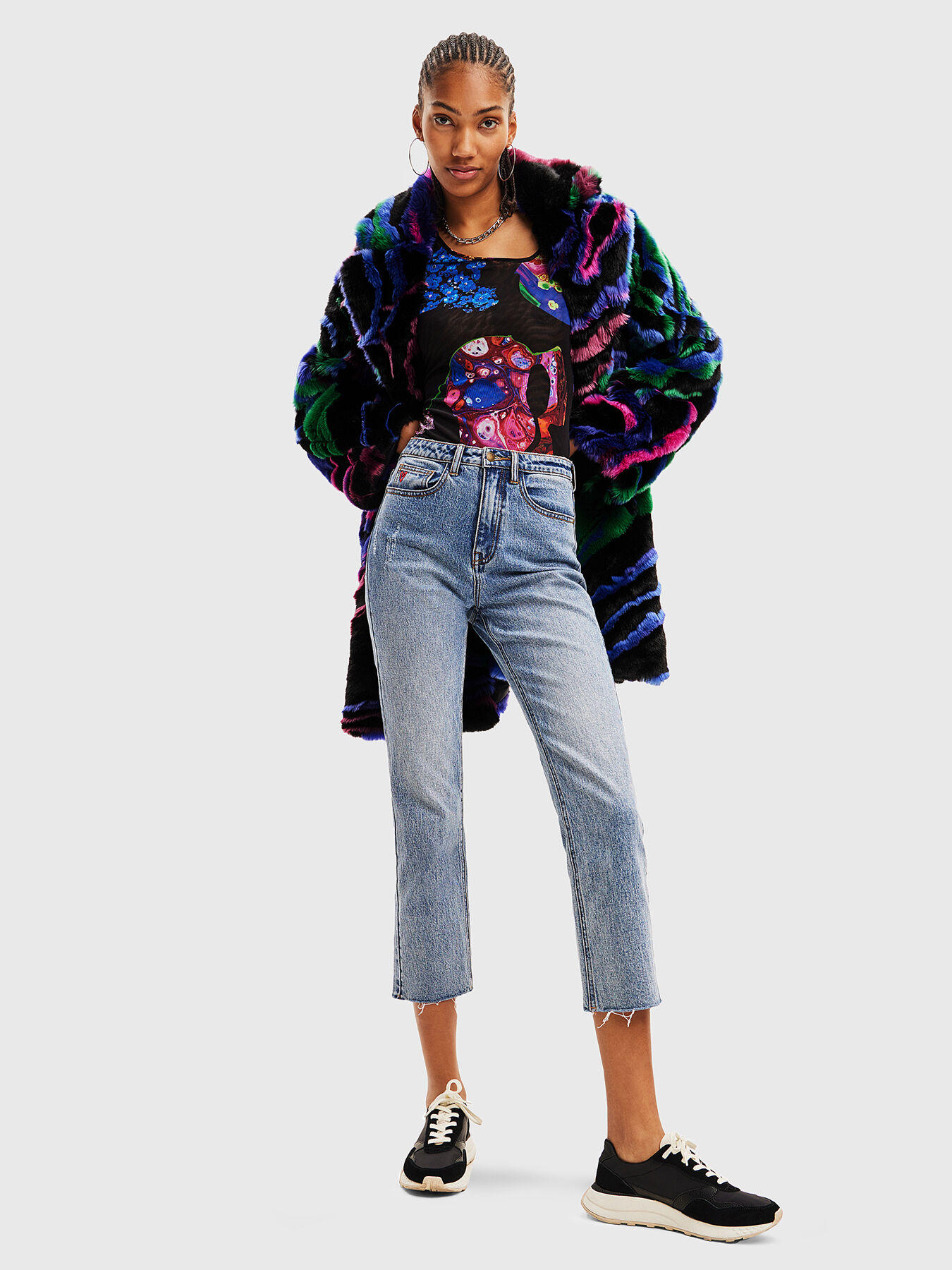 Tulle blouse with asymmetric neckline brand DESIGUAL