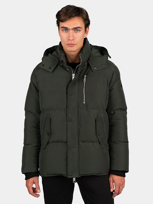 Black padded jacket with hood