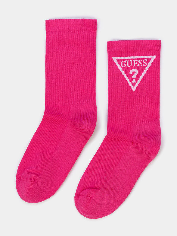 Pink socks with contrasting logo - 1