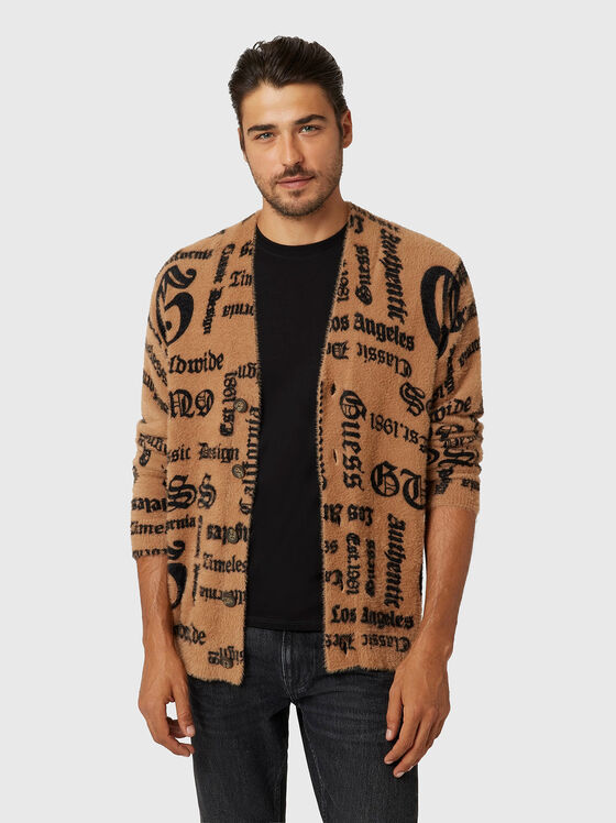 Cardigan with accent lettering inscriptions - 1