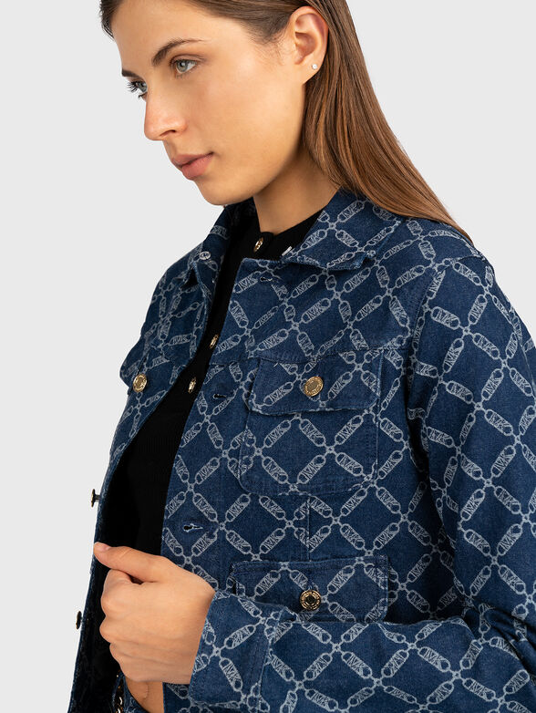 Denim jacket with monogram print - 6