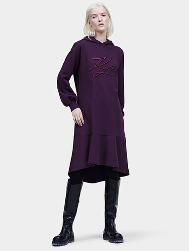 Hooded dress with maxi logo embroidery - 5