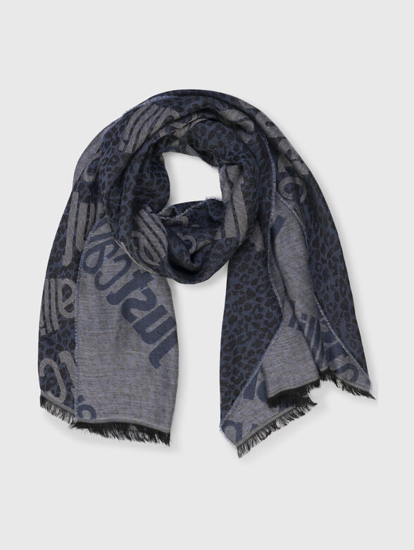 Wool blend logo print scarf - 1