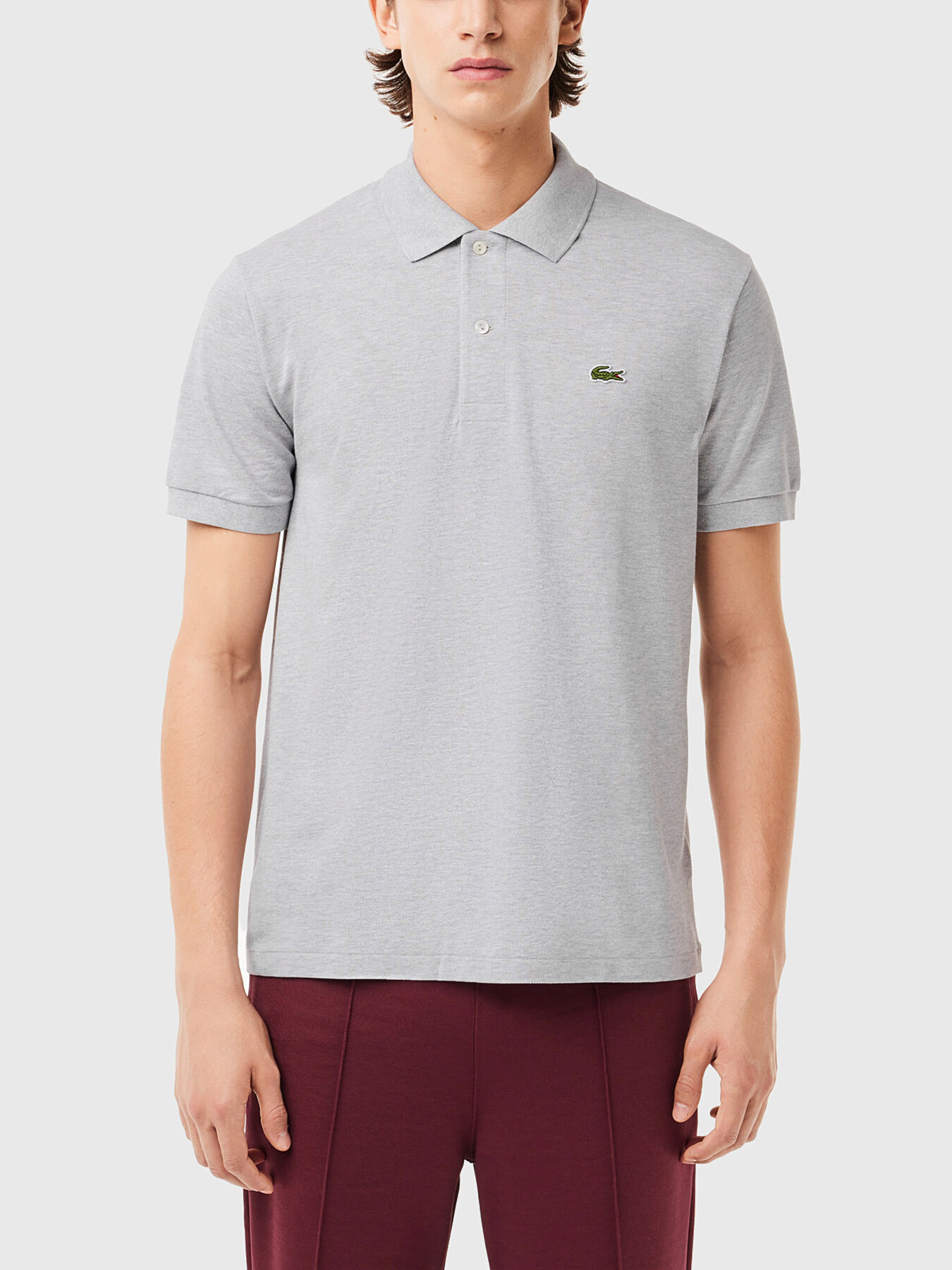 トップス L1212 LACOSTE POLO SHIRT GRAY Polo-shirt L.12.12 with short sleeves in dark blue brand