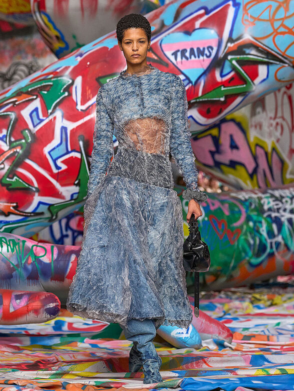 M-HELLA crop cardigan in denim-look houndstooth jacquard - 1