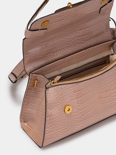 Croco print bag with gold logo detail - 5