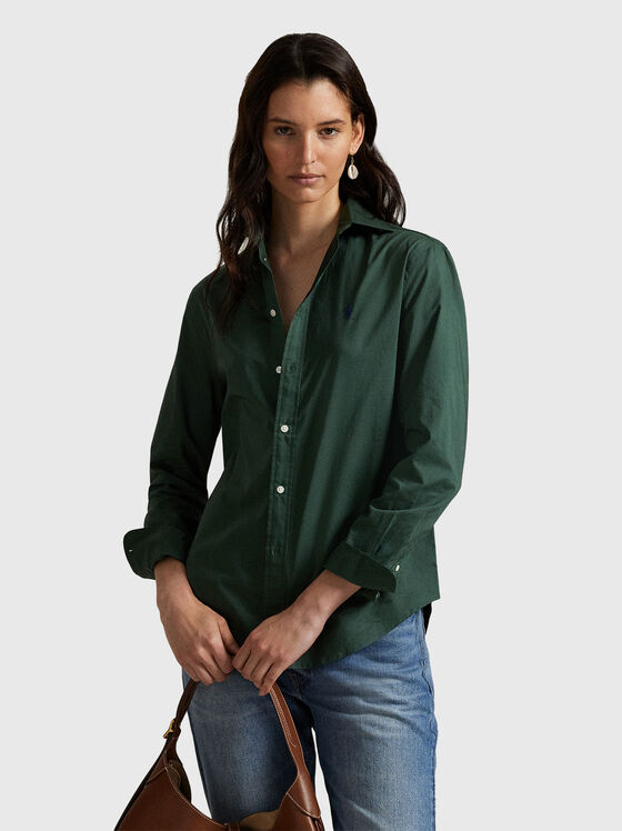 Cotton shirt with logo embroidery - 1