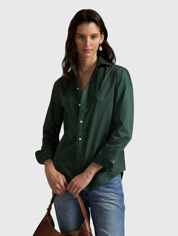 Cotton shirt with logo embroidery - 1