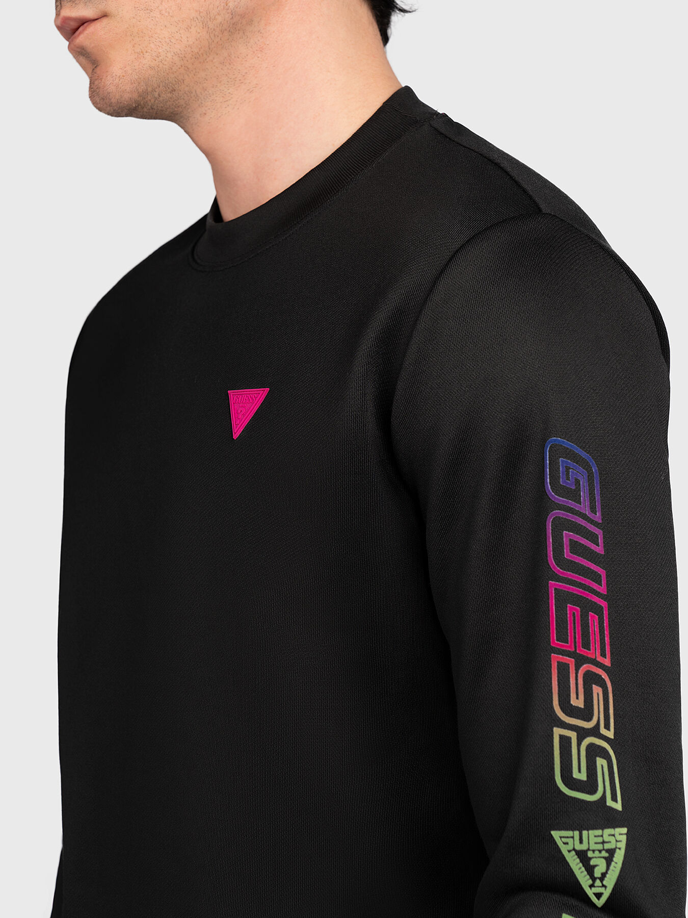EZRA black sweatshirt with logo accent brand GUESS