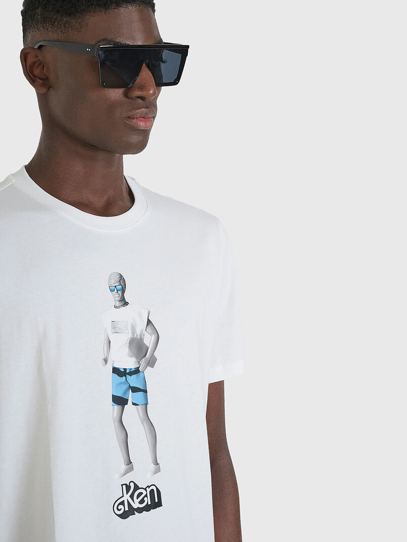 Black cotton t-shirt with print - 3