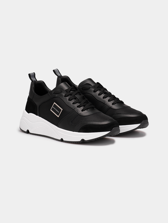Black sneakers with metal logo detail - 2