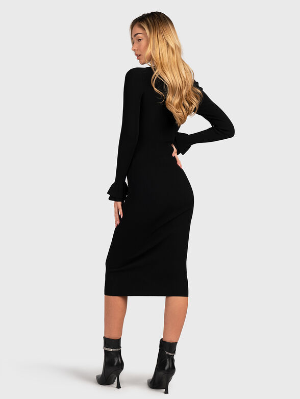 Black knitted dress with accent cuffs - 2