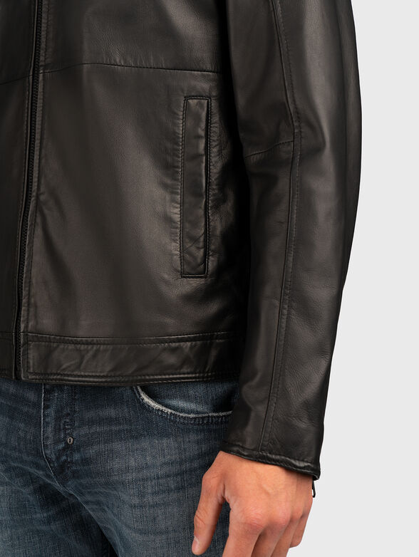 Leather jacket with slim fit - 5