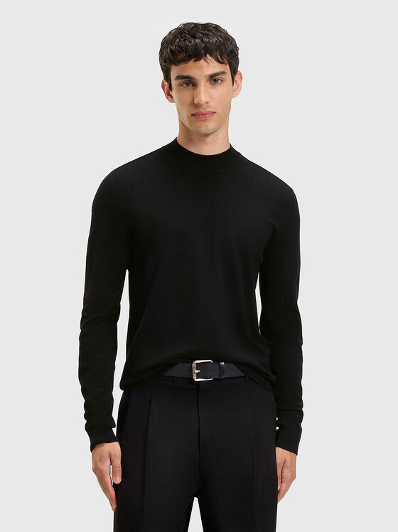 Слим пуловер с висока яка - 1