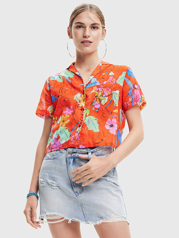LAOS cropped shirt with floral print - 1