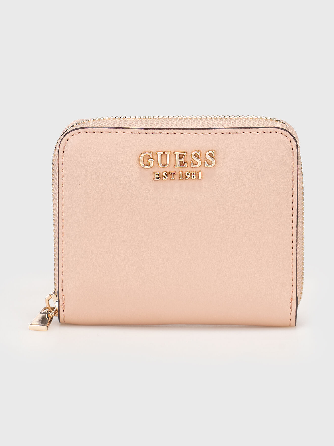 LAUREL small zipper wallet in beige brand GUESS Globalbrandsstore en