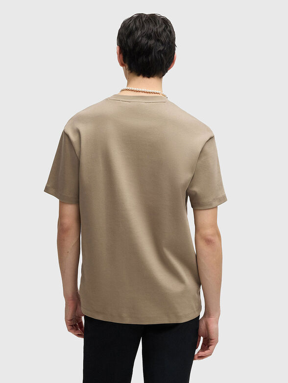 Cotton T-shirt with oval neckline in black - 3