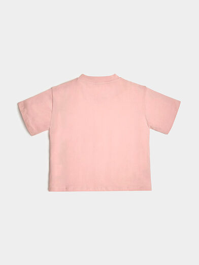 Pink T-shirt with logo and rhinestones - 2