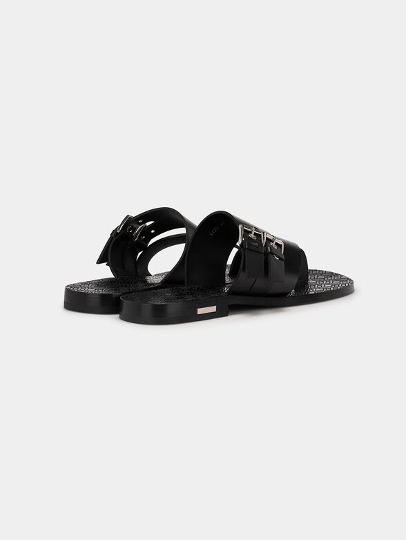 Leather slides with silver buckles - 3