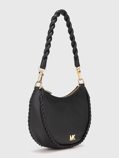 Leather bag with long strap and logo - 4