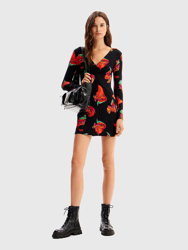 Ribbed floral mini dress - 5