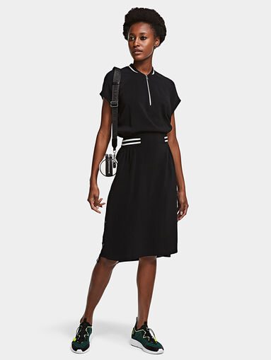 Black sports dress with buttons and logo details - 5