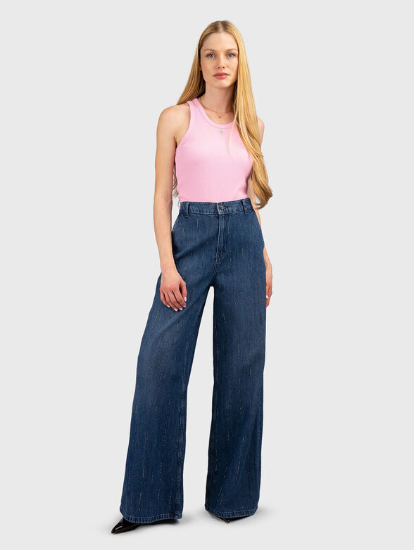 Wide-leg jeans with rhinestones - 4