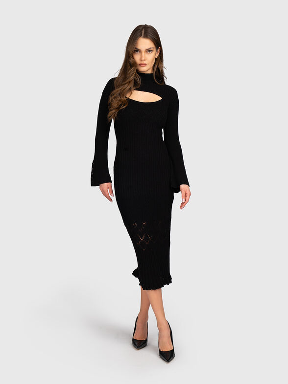 Knitted midi dress with accent sleeves - 4