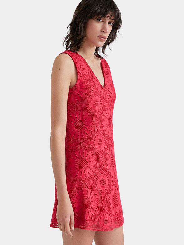 Black lace mini dress - 4