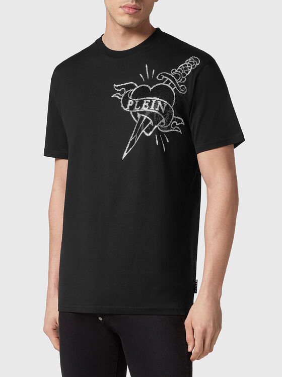 T-shirt with applied rhinestones - 1