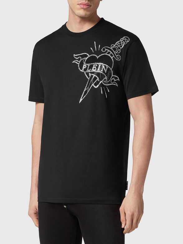 T-shirt with applied rhinestones - 1