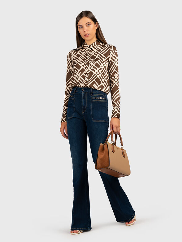 Dark blue jeans with high waist - 4