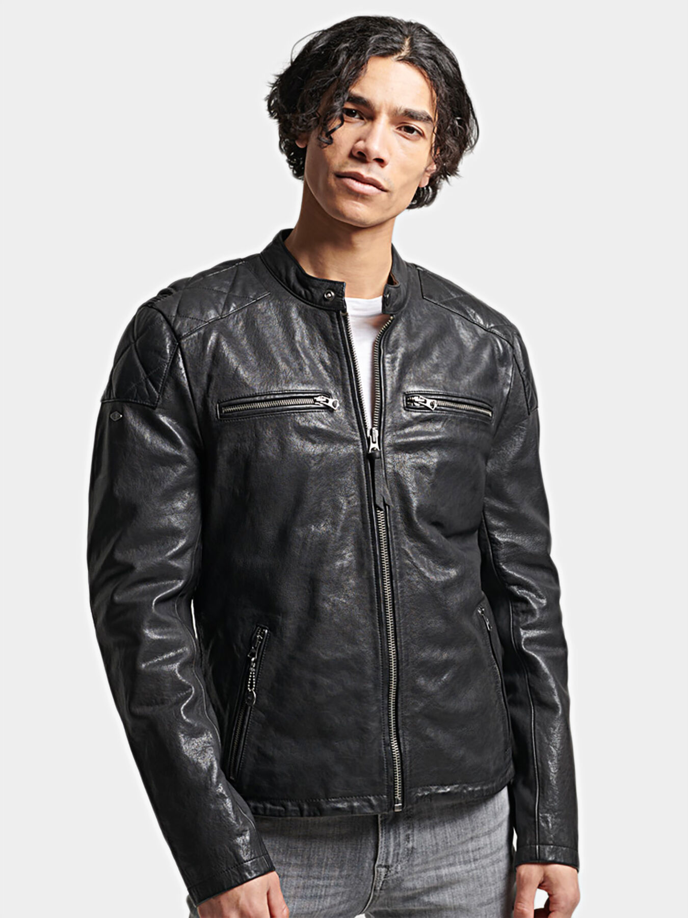 Leather biker jacket brand SUPERDRY Globalbrandsstore en