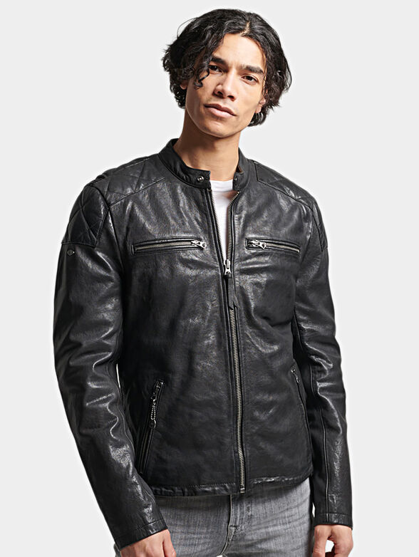 Leather biker jacket - 1