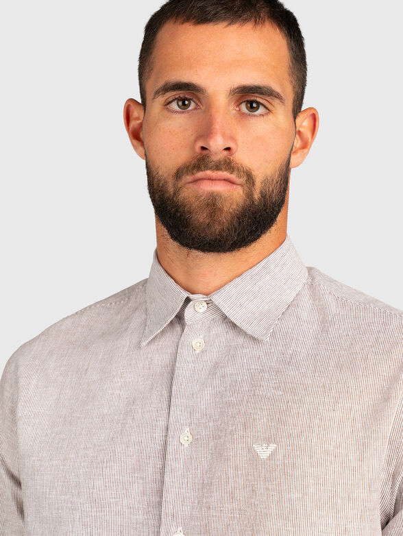 Linen and cotton shirt with logo - 3