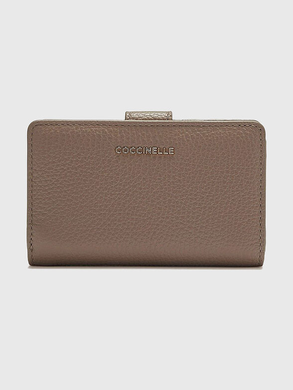Black leather wallet with logo accent - 1